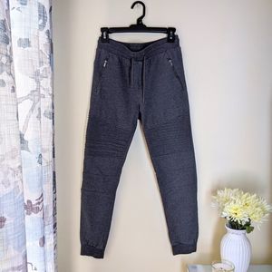 Dark Gray Lounge Moto Joggers Zipper Pocket Pants